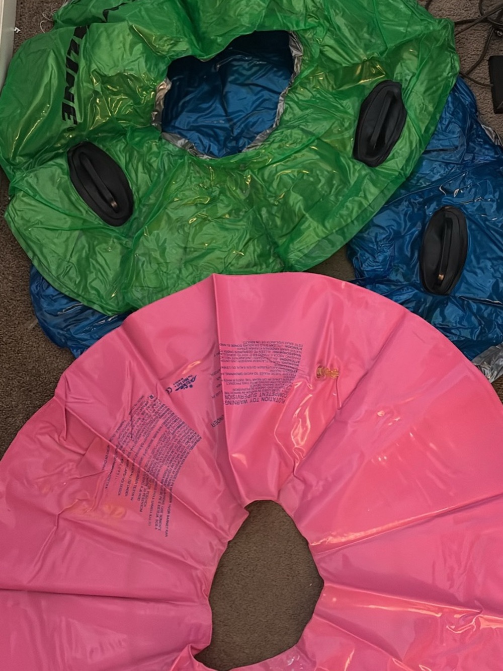 Inflatable Swim Tube - Pink, Green, Blue